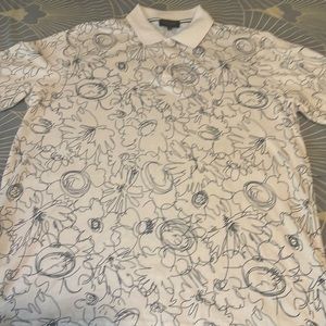 Men’s large (4) Ted baker polo, cream/navy blue